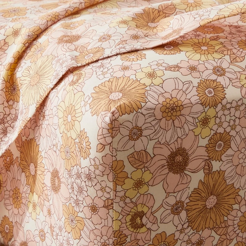 Blush Floral Printed Percale Sheet Set