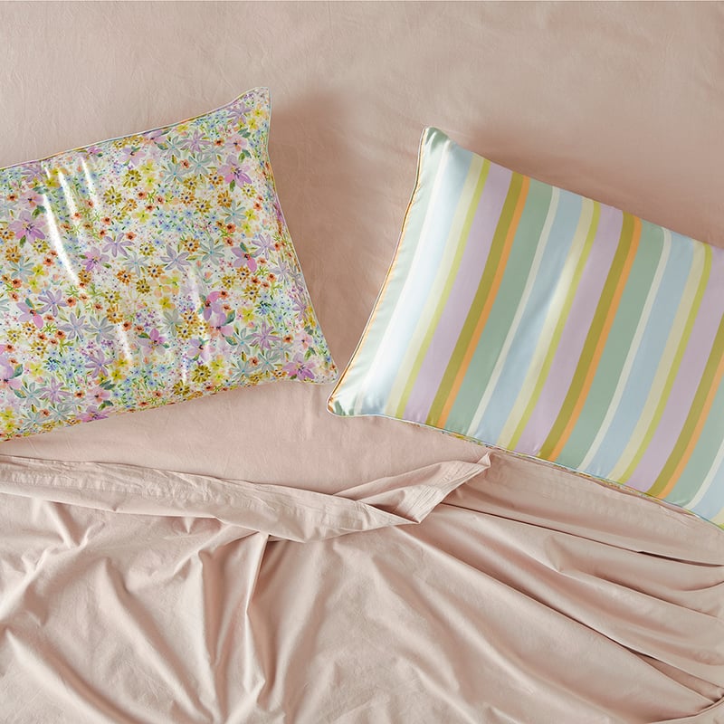 Sienna Floral & Stripe Pure Silk Printed Pillowcase