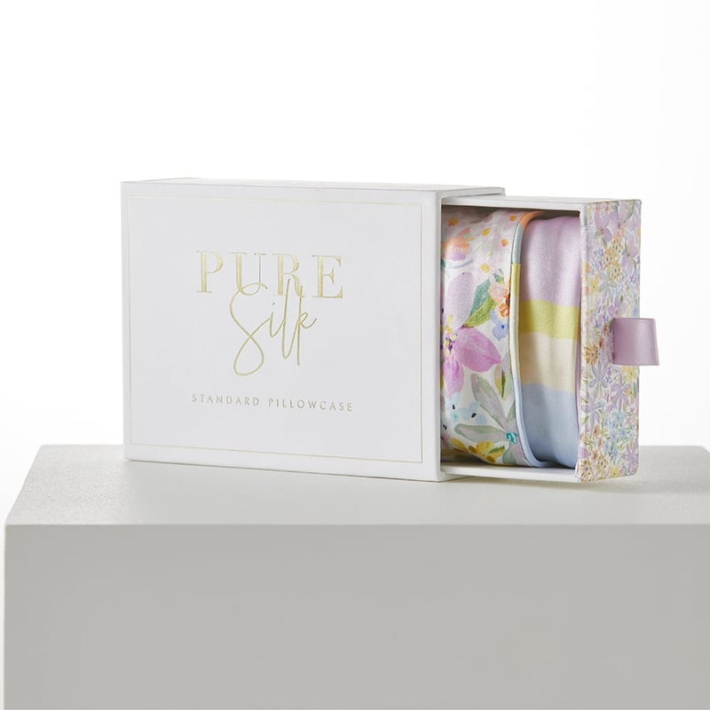 Sienna Floral & Stripe Pure Silk Printed Pillowcase