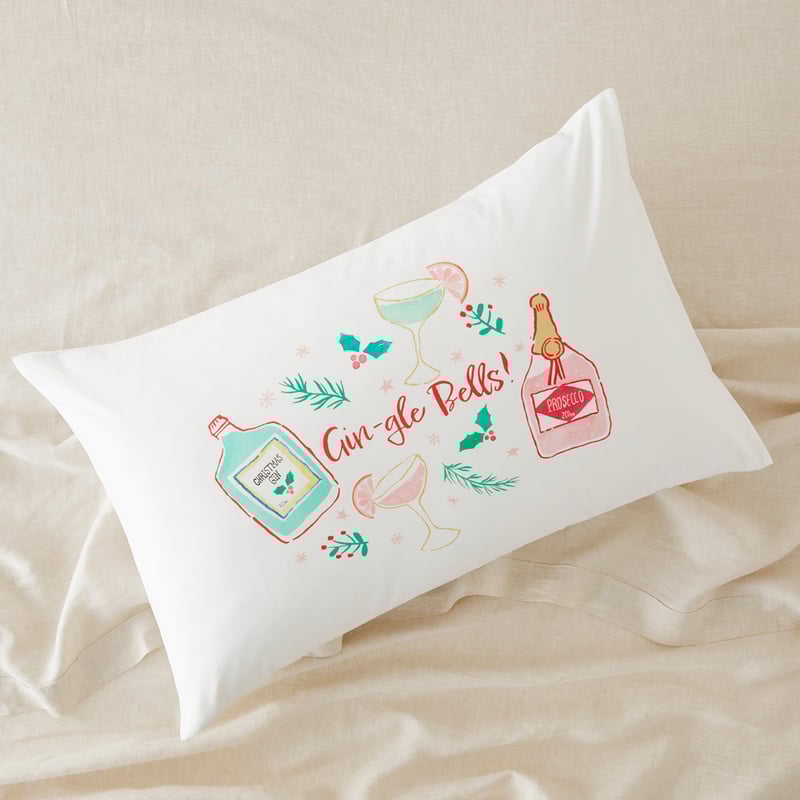 Gin-Gle Bells Christmas Text Pillowcase