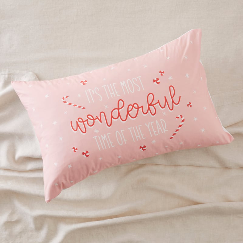 Most Wonderful Time Christmas Text Pillowcase