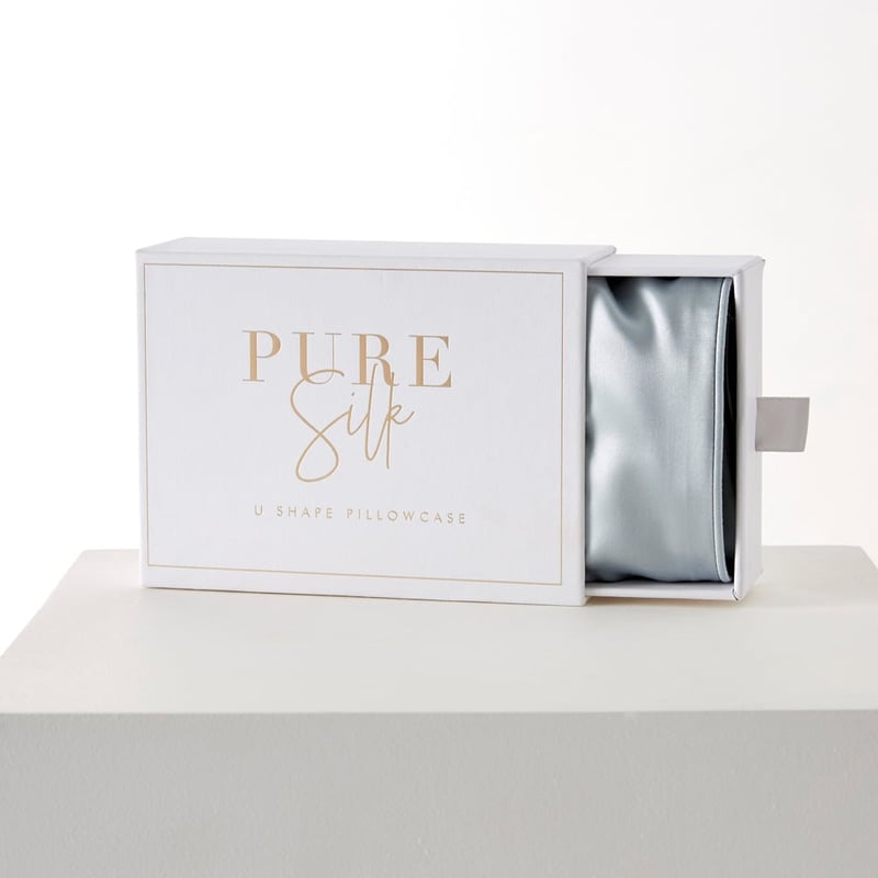 Pure Silk Soft Blue U Shape Pillowcase