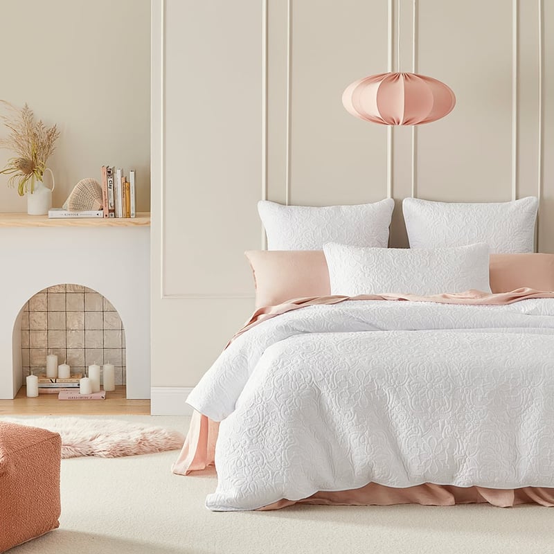 Chloe Quilted White Pillowcase