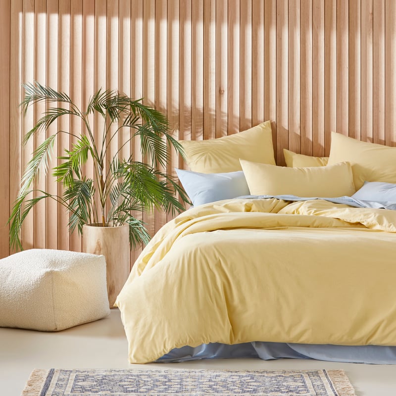 Stonewashed Cotton Dusty Lemon Quilt Cover Separates