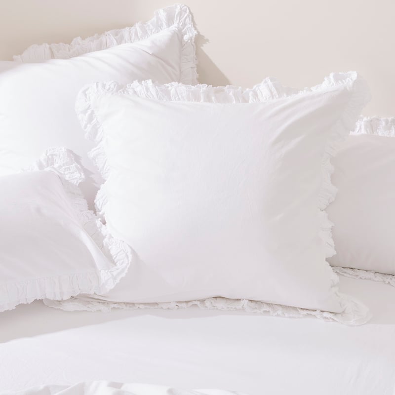 Stonewashed Cotton Ruffle White Quilt Cover Separates