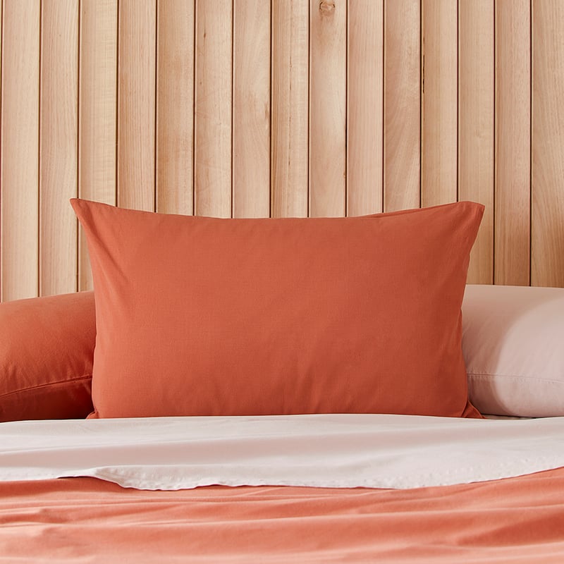 Stonewashed Cotton Paprika Pillowcases