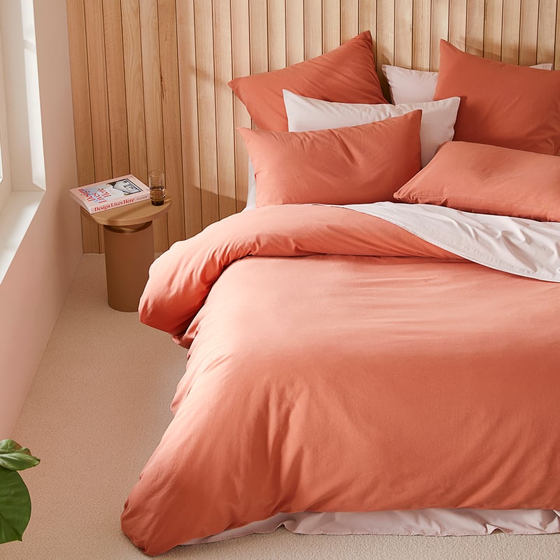 Stonewashed Cotton Paprika Pillowcases