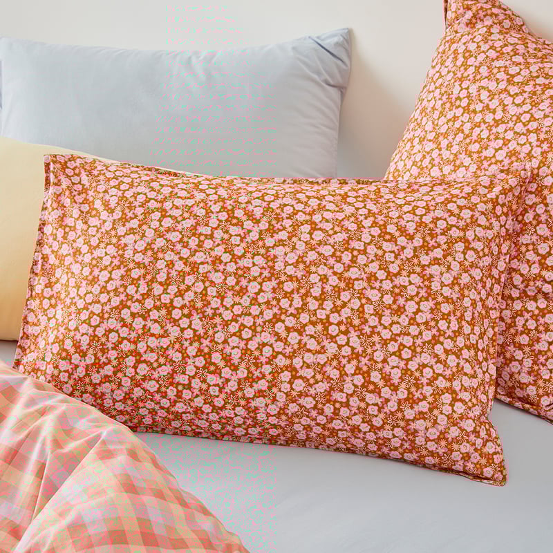 Sunset Paprika Floral Quilt Cover Set + Separates