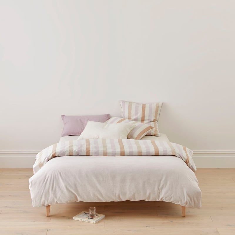 Vintage Washed Linen Cotton Lilac Stripe Quilt Cover Set + Separates