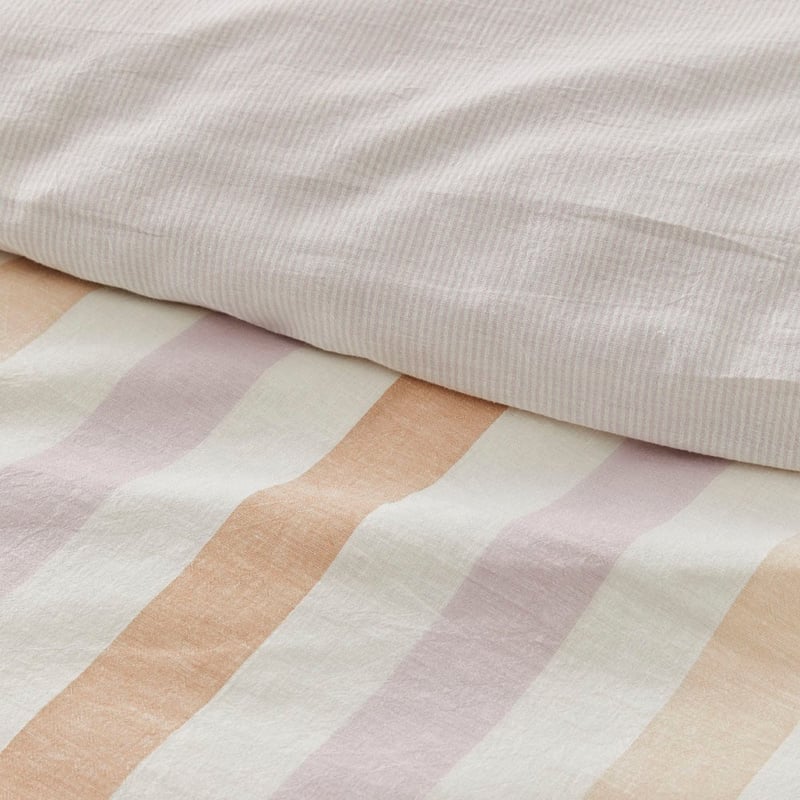Vintage Washed Linen Cotton Lilac Stripe Pillowcases