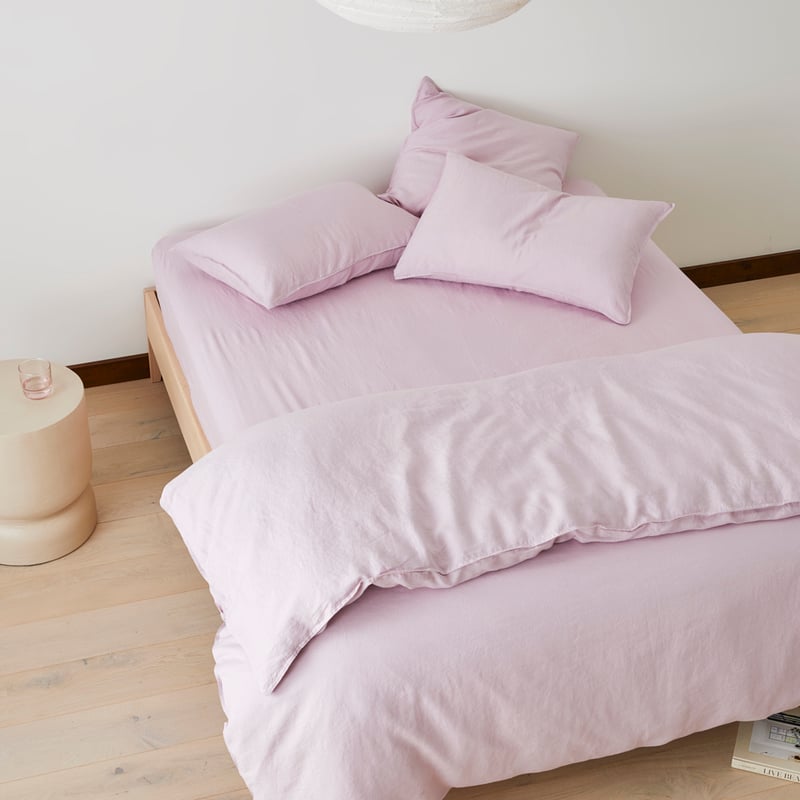 Vintage Washed Linen Mauve Quilt Cover Separates