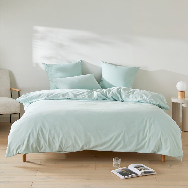 Stonewashed Cotton Mint Pillowcases