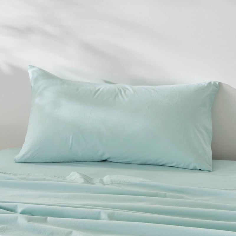 Stonewashed Cotton Mint Pillowcases