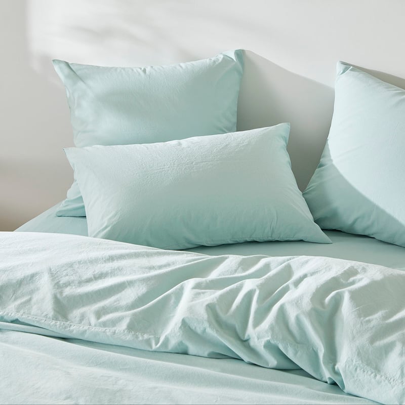 Stonewashed Cotton Mint Pillowcases