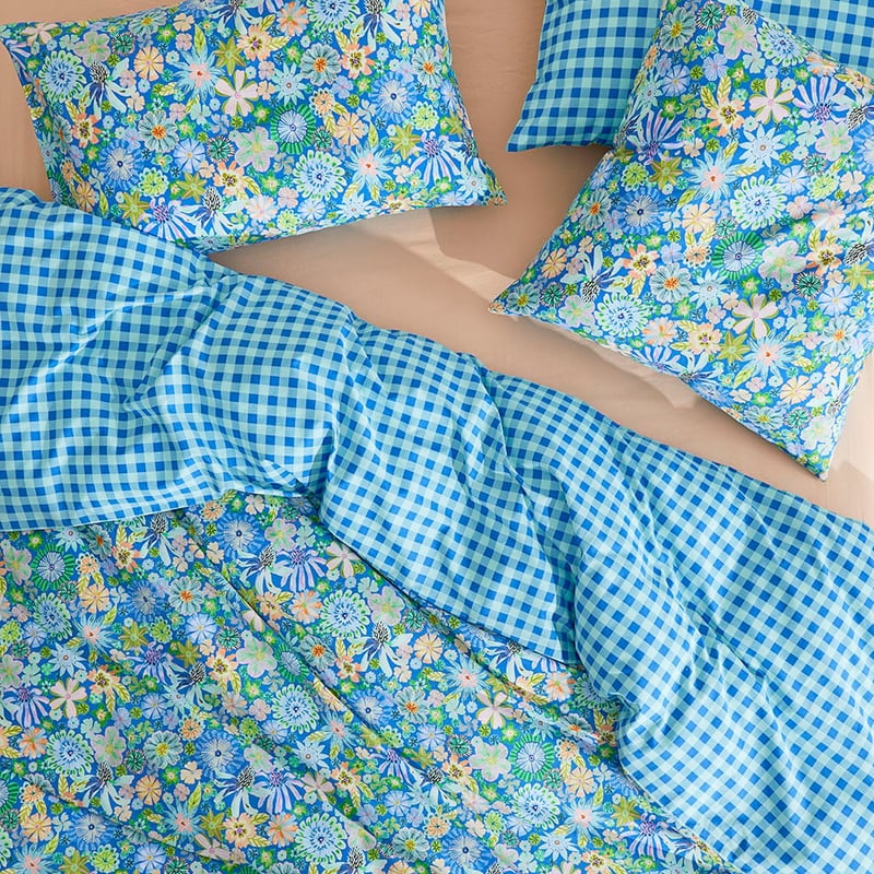 Sia Marine Blue Floral Quilt Cover Set + Separates