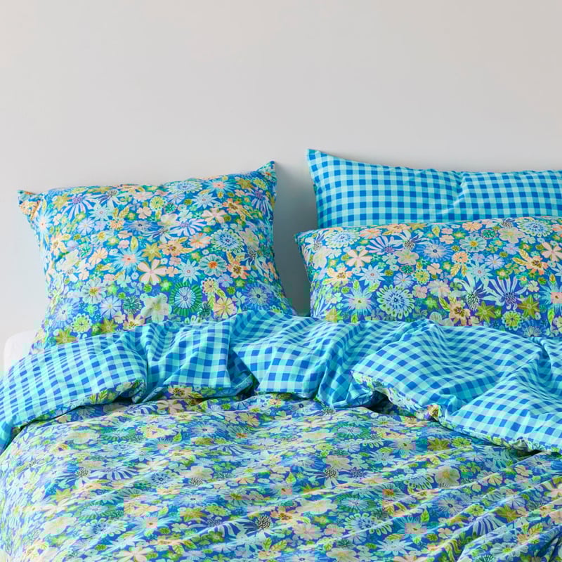 Sia Marine Blue Floral Quilt Cover Set + Separates