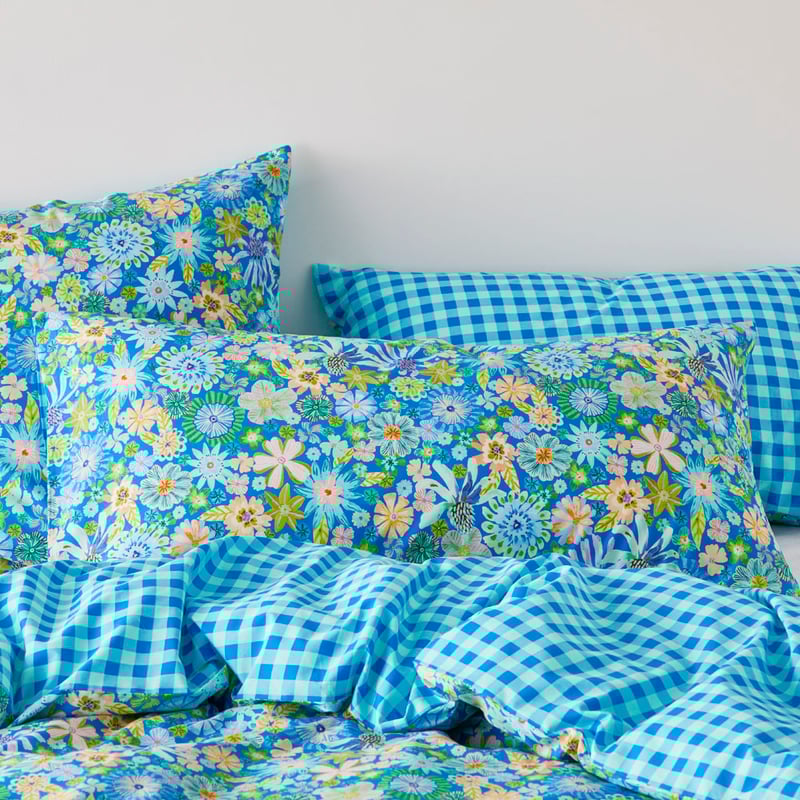 Sia Marine Blue Floral Quilt Cover Set + Separates