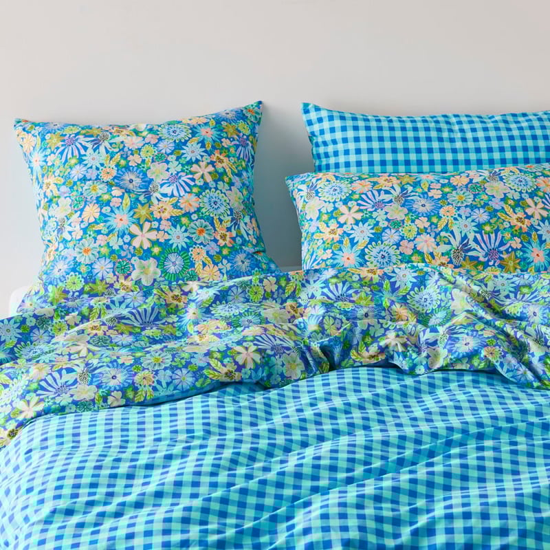 Sia Marine Blue Floral Quilt Cover Set + Separates