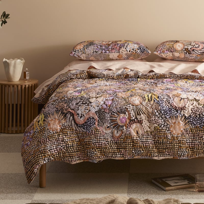 Cungelella Yamamillah Pink Earth Quilted Quilt Cover Separates