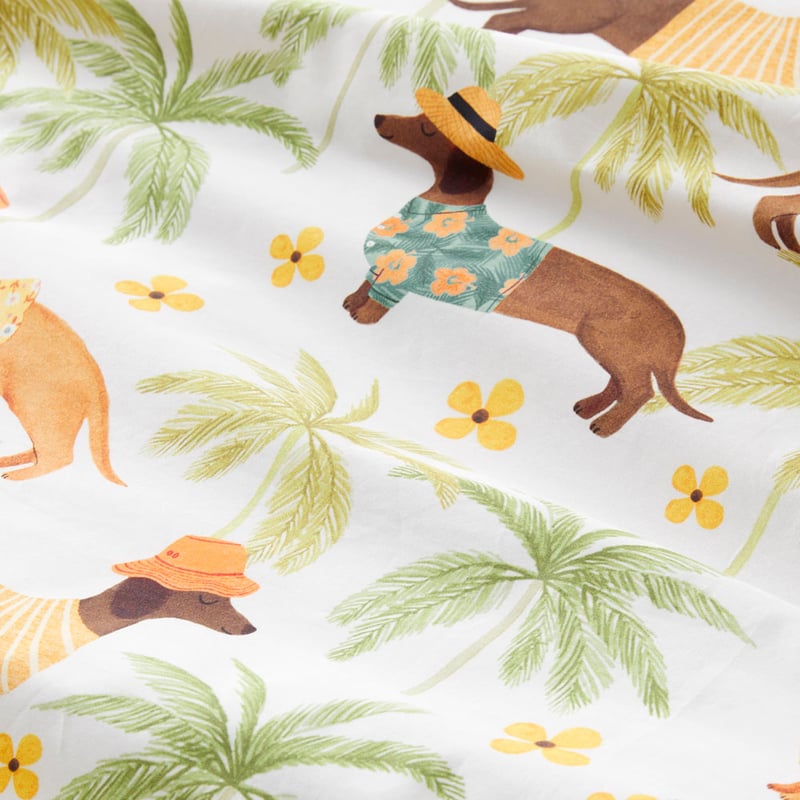 Summertime Dachshund Green Quilt Cover Set + Separates
