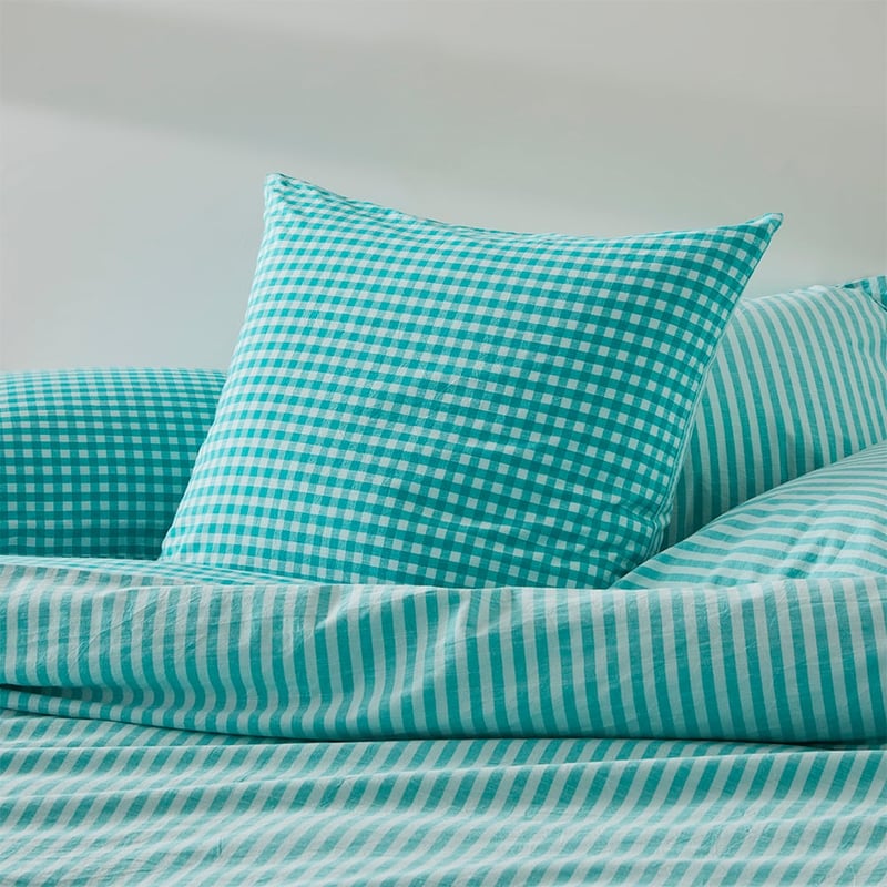 Carrie Aquamarine Gingham Quilt Cover Set + Separates