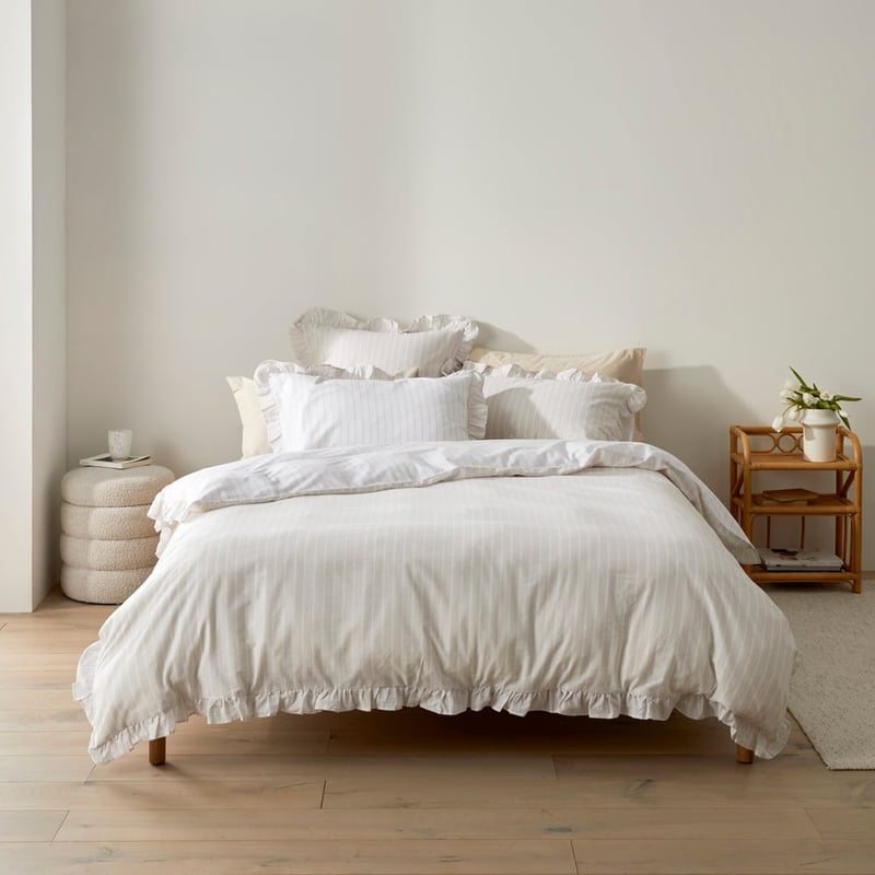 Ruffle Natural Stripe Pillowcases