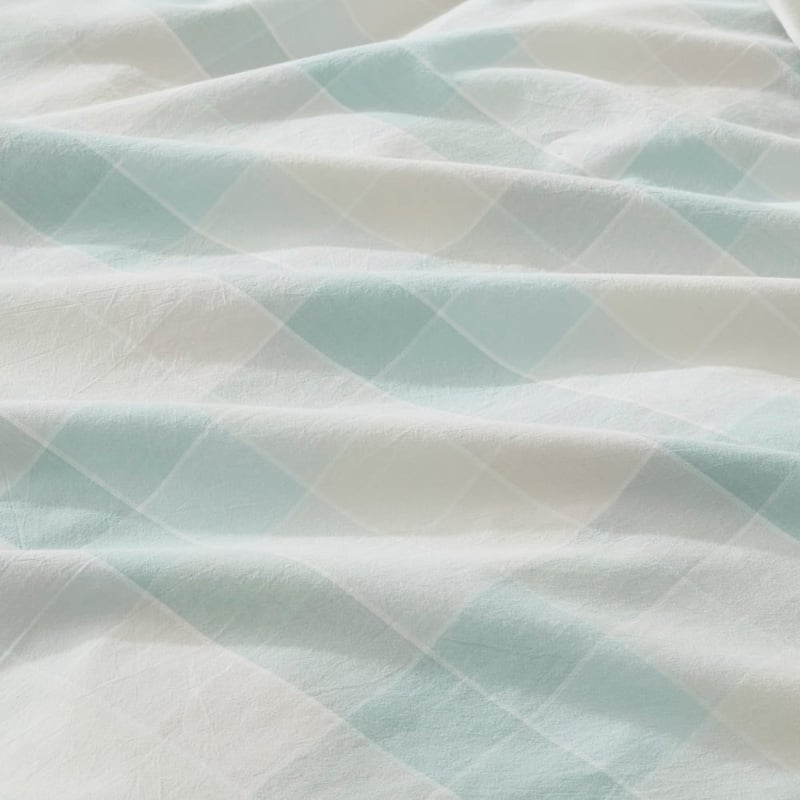 Opal Check Mint Blue Quilt Cover Set + Separates