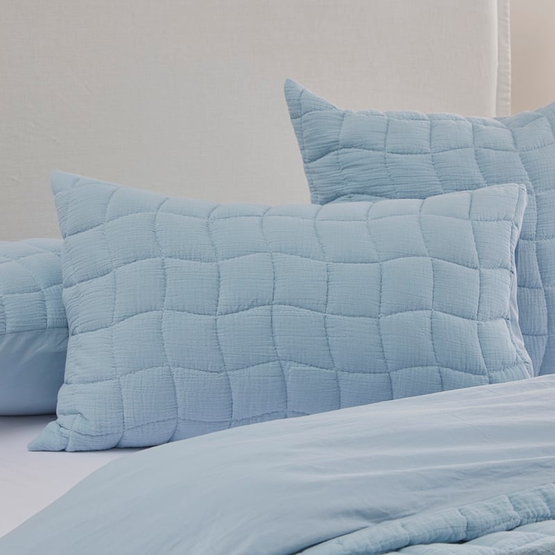Layla Soft Blue Quilted Quilt Cover Separates