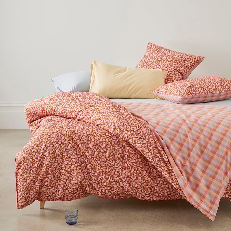 Sunset Paprika Floral Quilt Cover Set + Separates