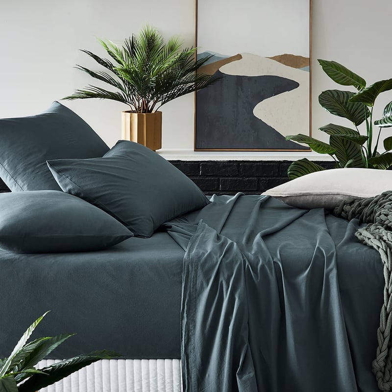 Stonewashed Cotton Dark Slate Sheet Set