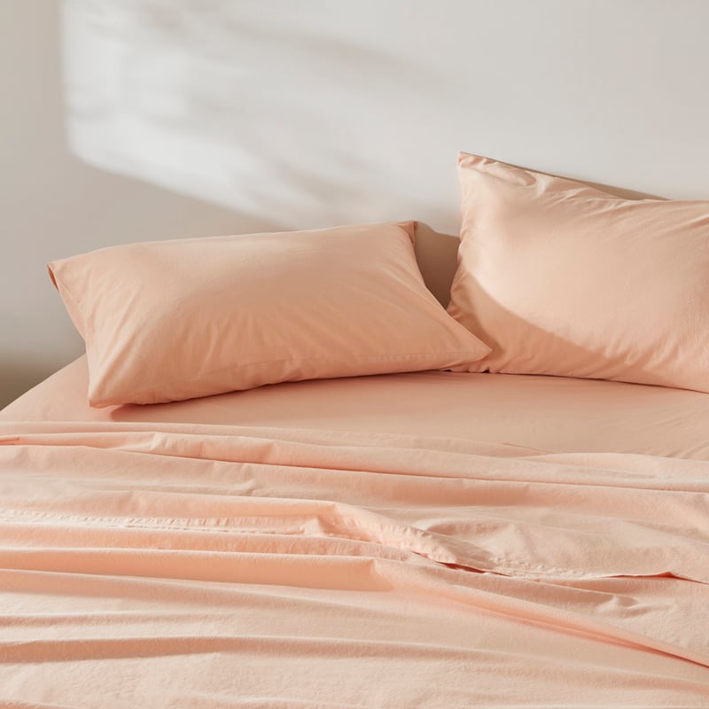 Stonewashed Cotton Pale Peach Sheet Set