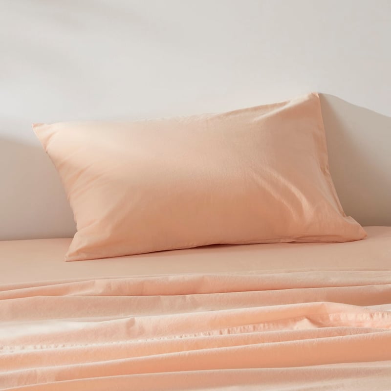 Stonewashed Cotton Pale Peach Sheet Set