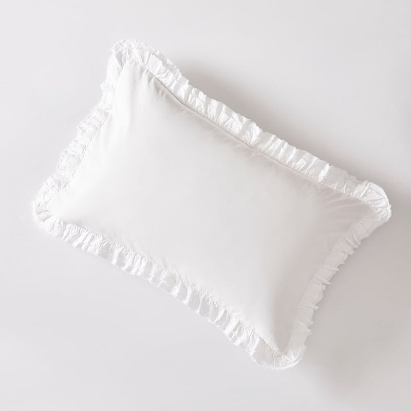 Stonewashed Cotton Ruffle White Sheet Set