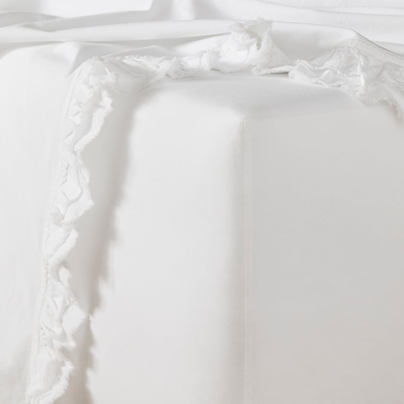 Stonewashed Cotton Ruffle White Sheet Set