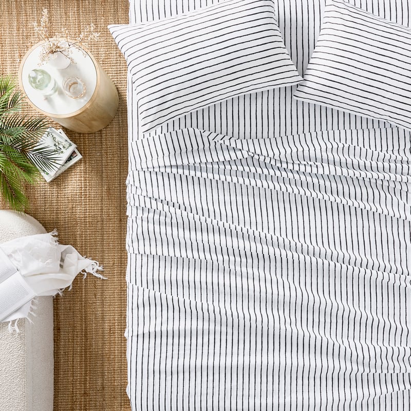 1500TC Brooklyn Printed Charcoal Stripe Sheet Set