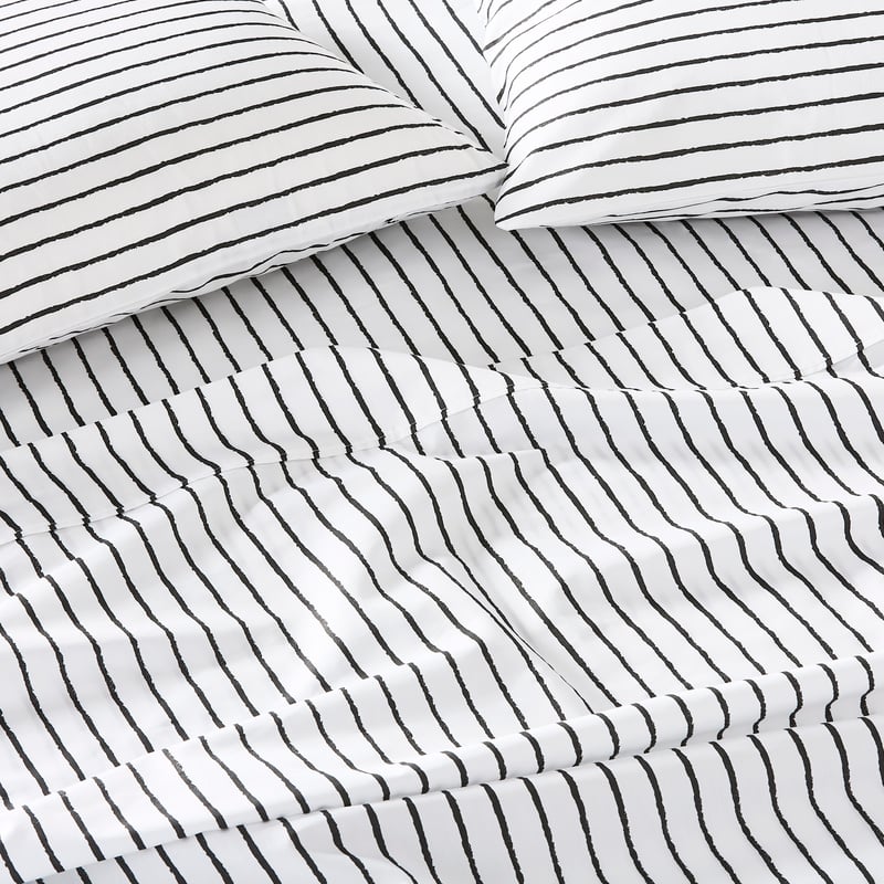 1500TC Brooklyn Printed Charcoal Stripe Sheet Set