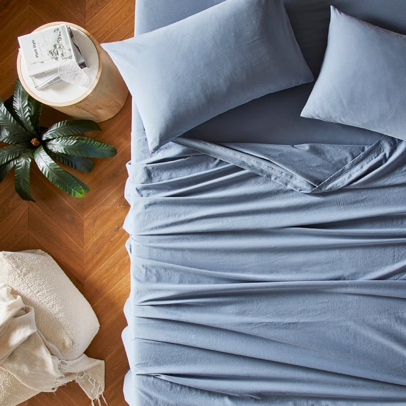 Stonewashed Cotton Storm Blue Sheet Set
