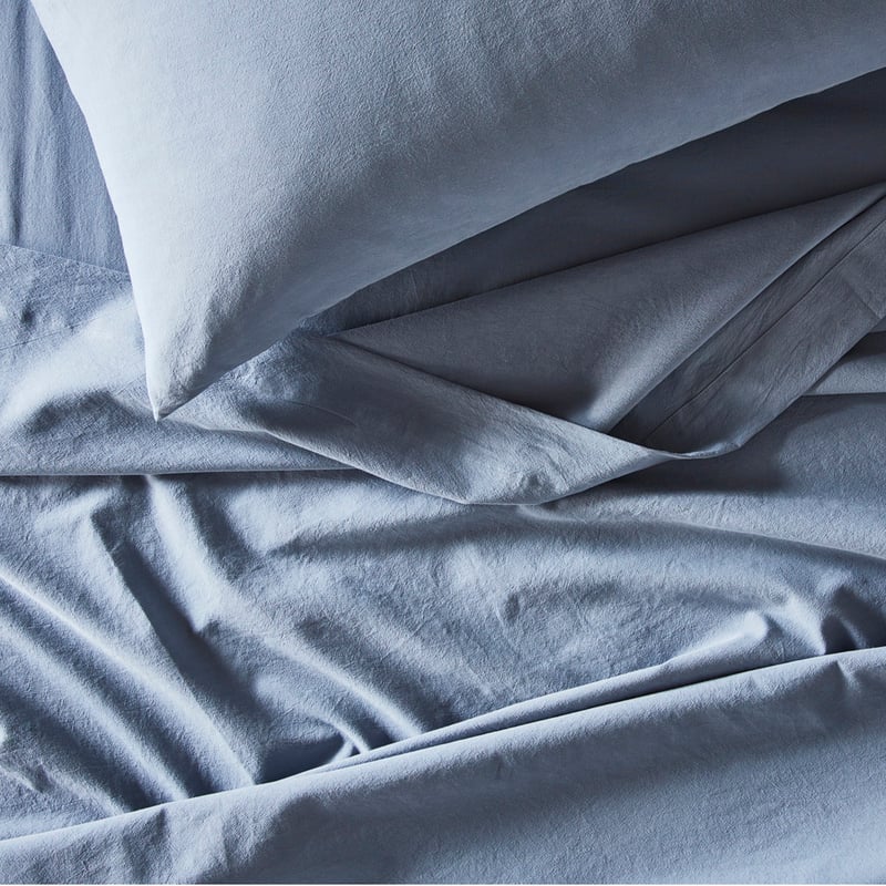 Stonewashed Cotton Storm Blue Sheet Set
