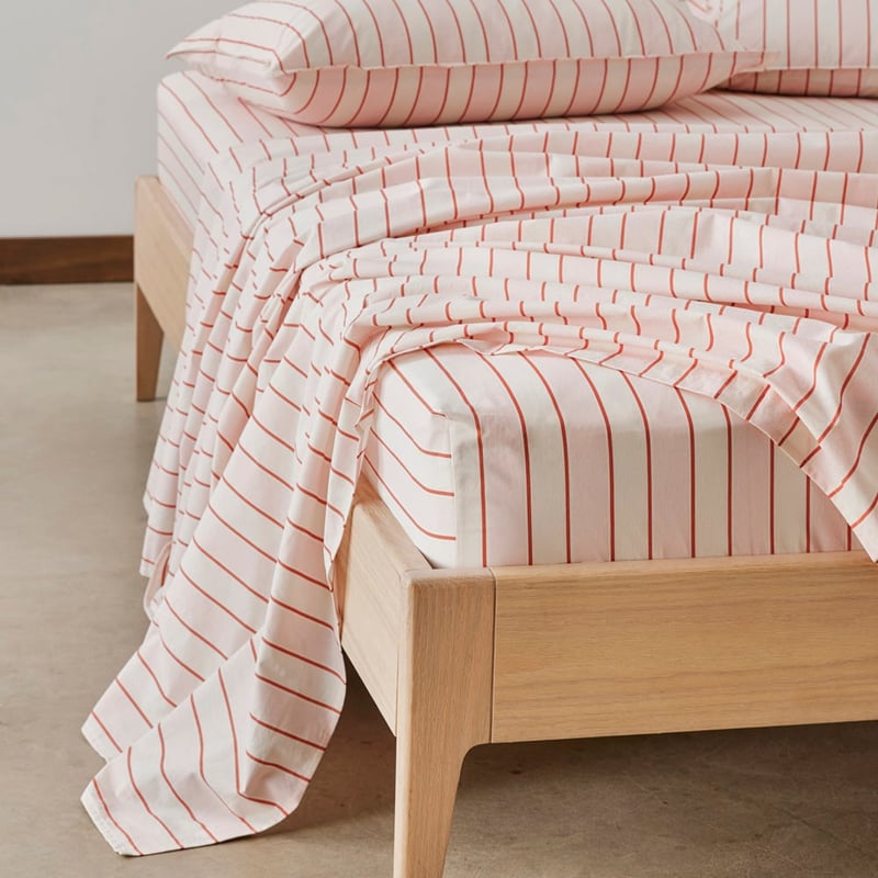 Stonewashed Cotton Sunset Stripe Paprika Sheet Set
