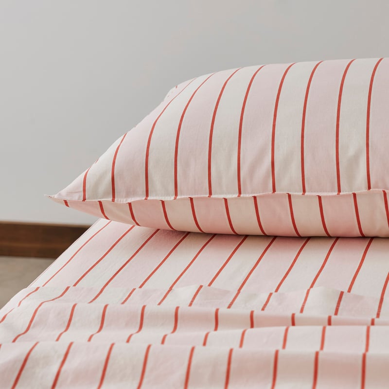 Stonewashed Cotton Sunset Stripe Paprika Sheet Set