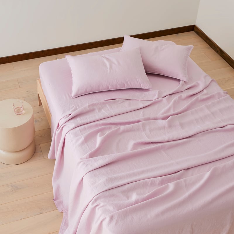 Vintage Washed Linen Mauve Sheet Separates