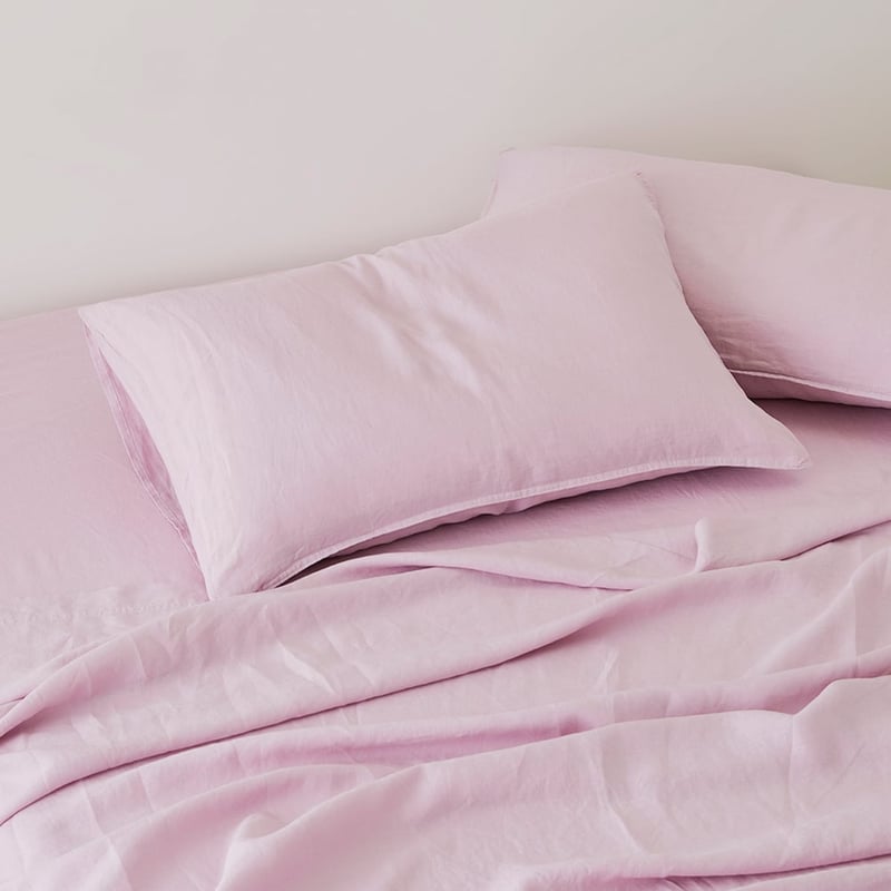 Vintage Washed Linen Mauve Sheet Separates