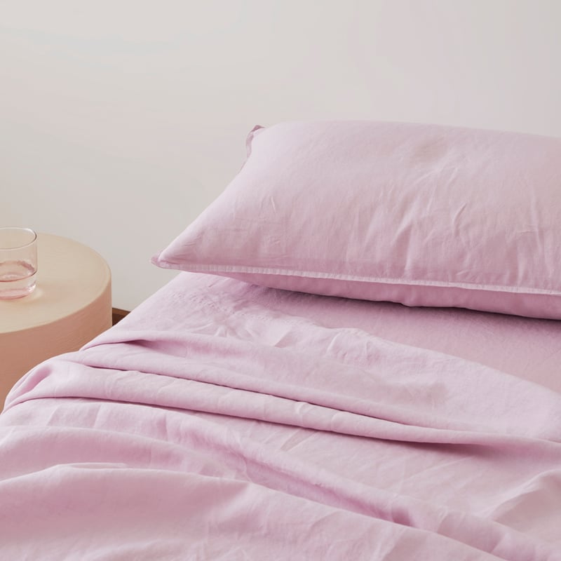 Vintage Washed Linen Mauve Sheet Separates
