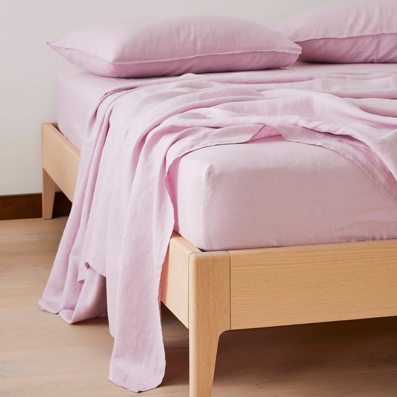 Vintage Washed Linen Mauve Sheet Separates