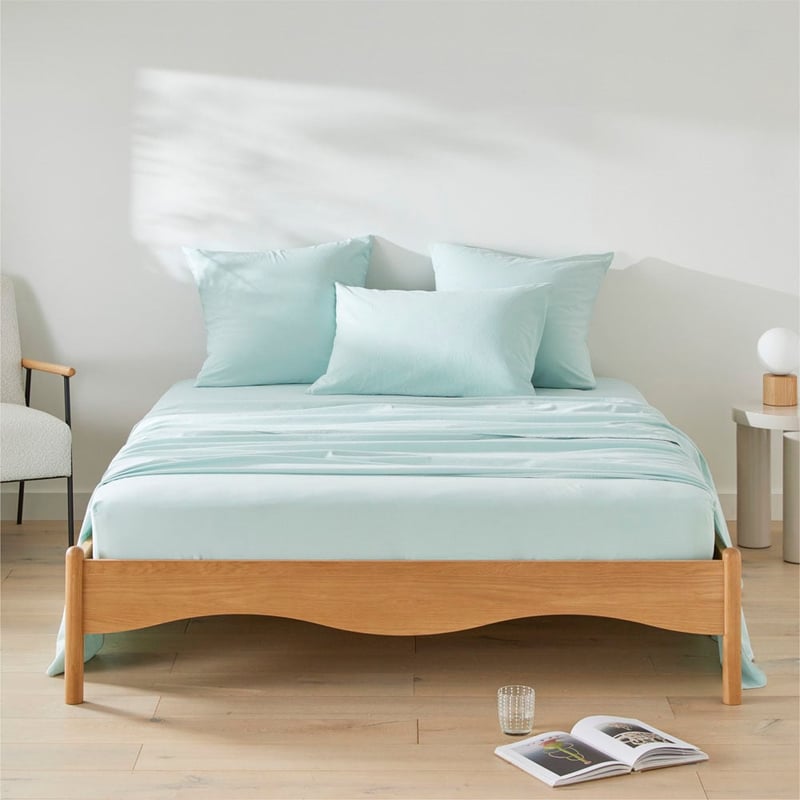 Stonewashed Cotton Mint Sheet Set