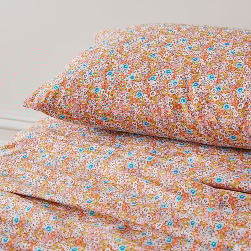 Flower Field Tangerine Printed Sheet Set
