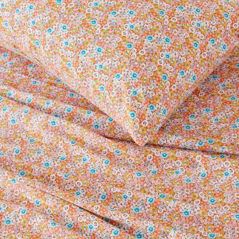 Flower Field Tangerine Printed Sheet Set