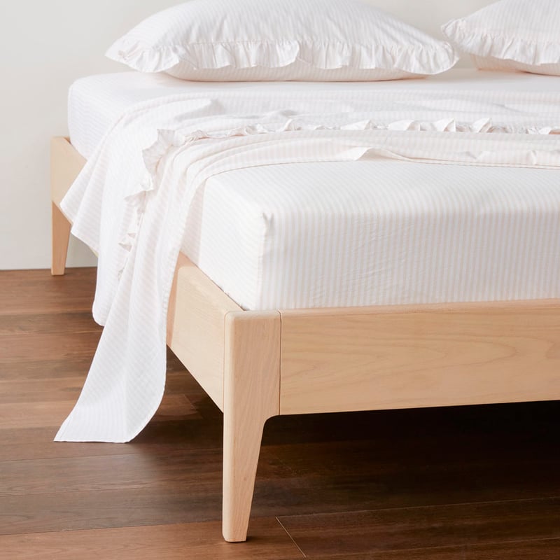 Ruffle Natural Stripe Sheet Set