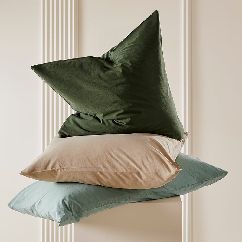 Stonewashed Cotton Basil Pillowcase