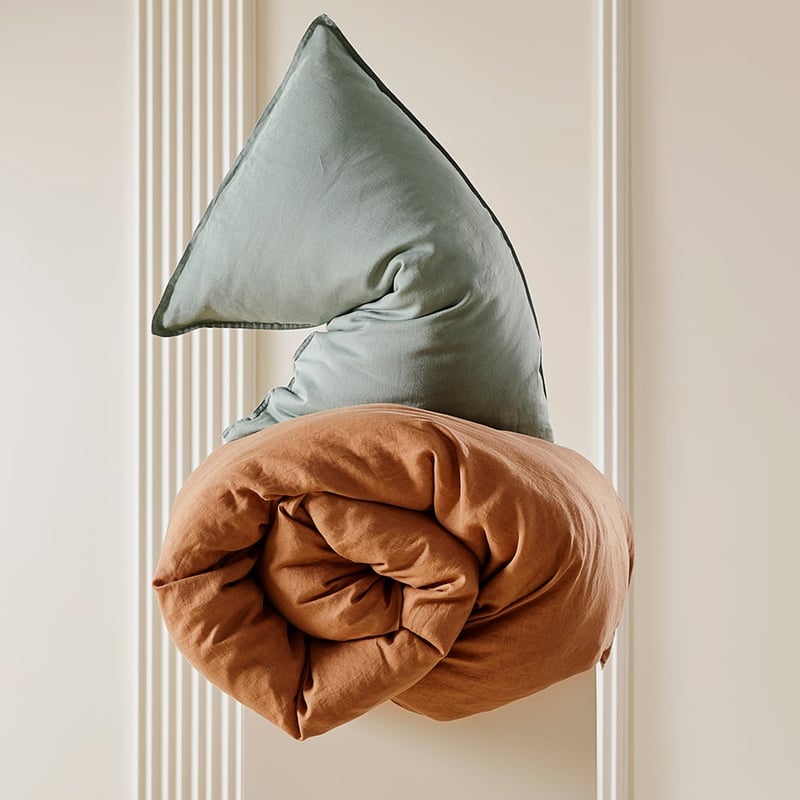 Vintage Washed Linen Caramel Quilt Cover Separates